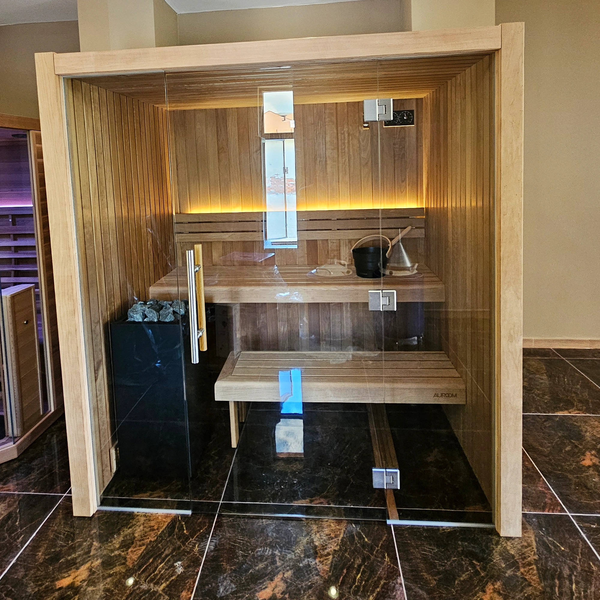 Saună Finlandeză Auroom® Emma Glass și Saună cu Infraroșu Premium Becker® Infra 161 Colț – Craiova 3